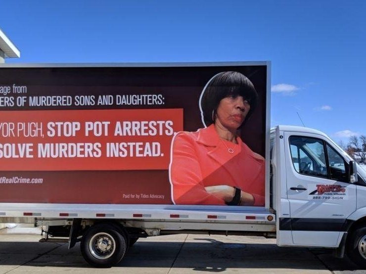 Baltimore | MOMS uses billboard to ask Mayor to end marijuana arrests, prioritize homicide investigations