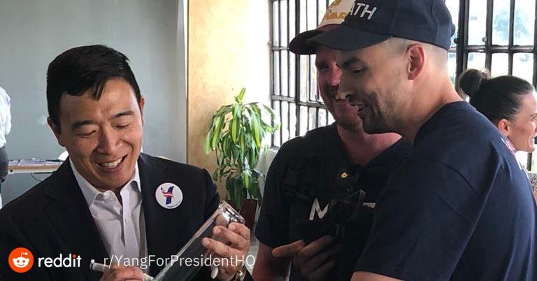 Presidential candidate Andrew Yang signed a bong in Portland.